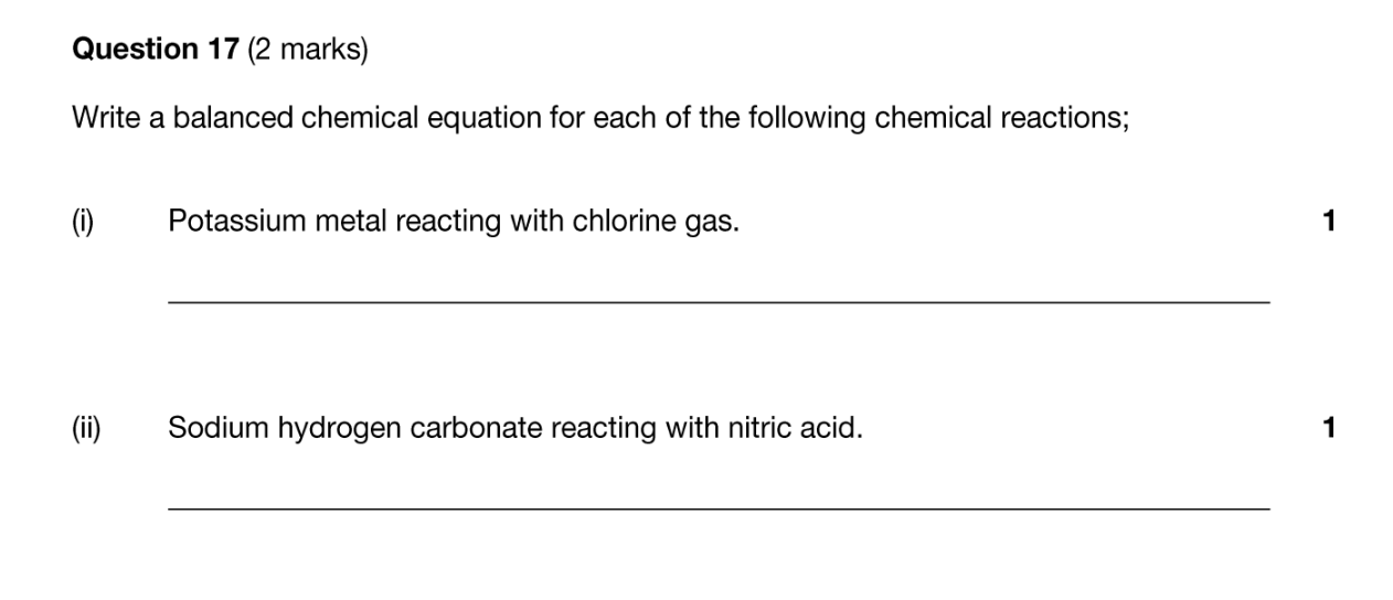 Year 11 Chemistry Exam Pack