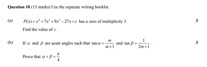 Year 11 Extension 1 Maths Exam Pack