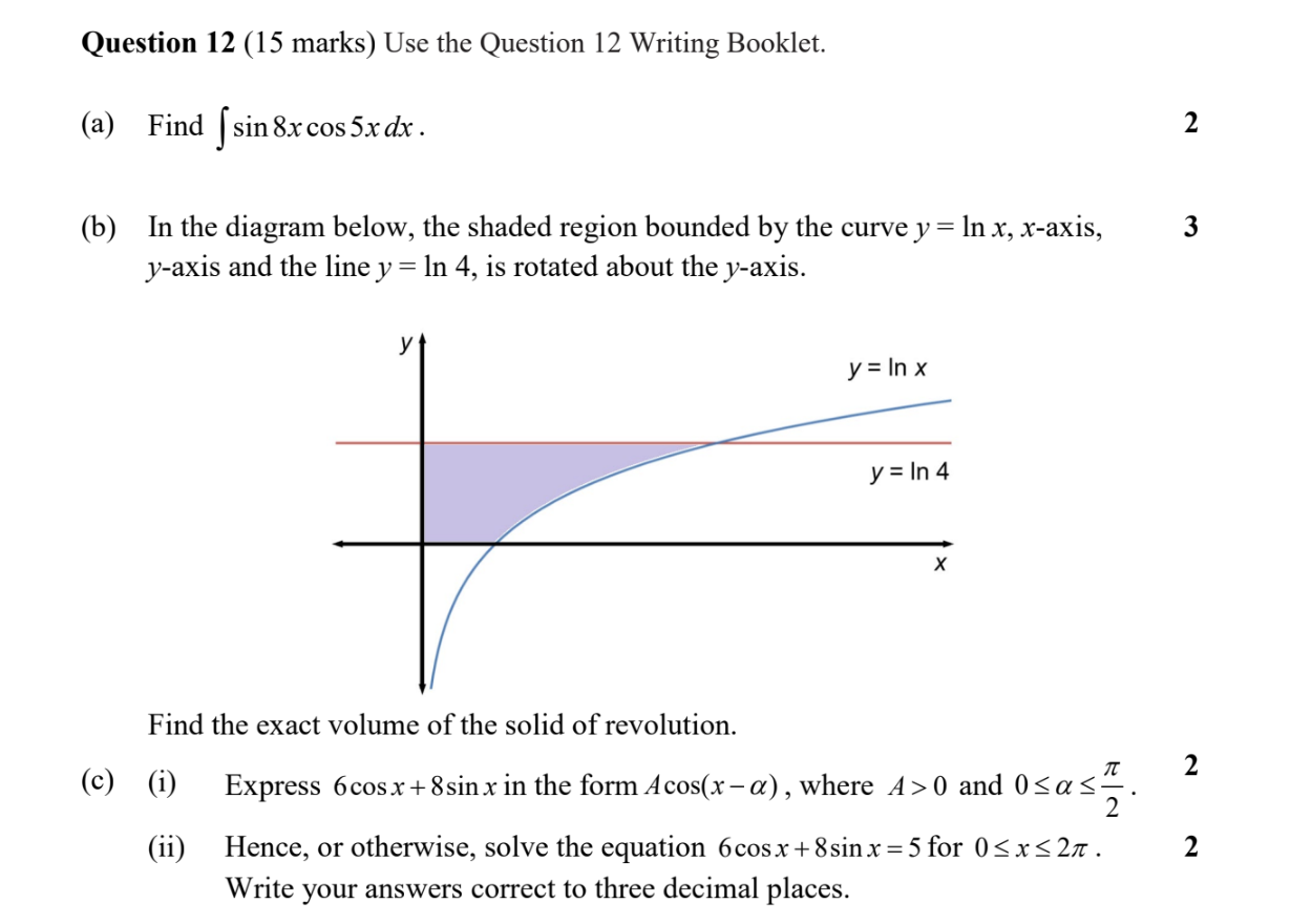 Year 12 Extension 1 Maths Exam Pack